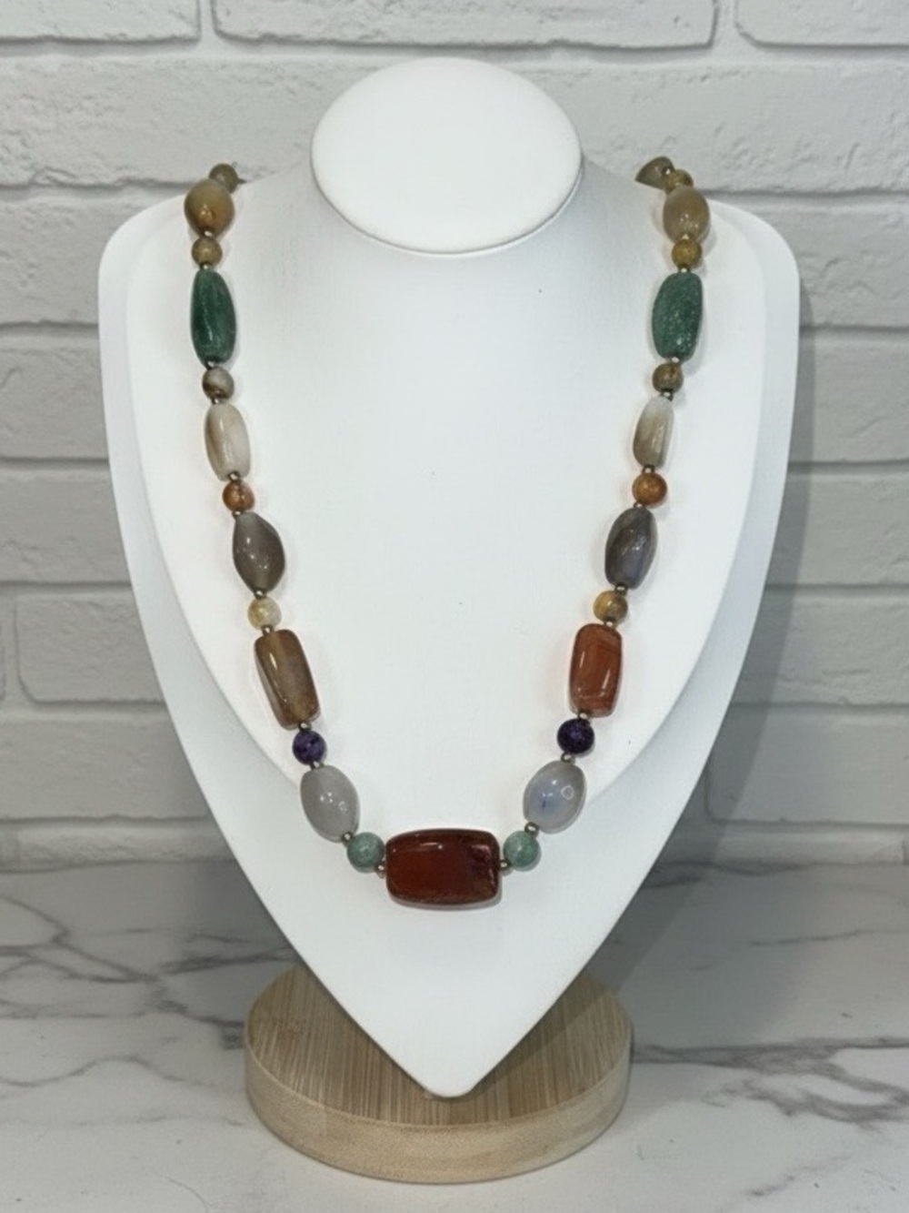 Vintage long multiple gemstone necklace - Picture 3 of 5
